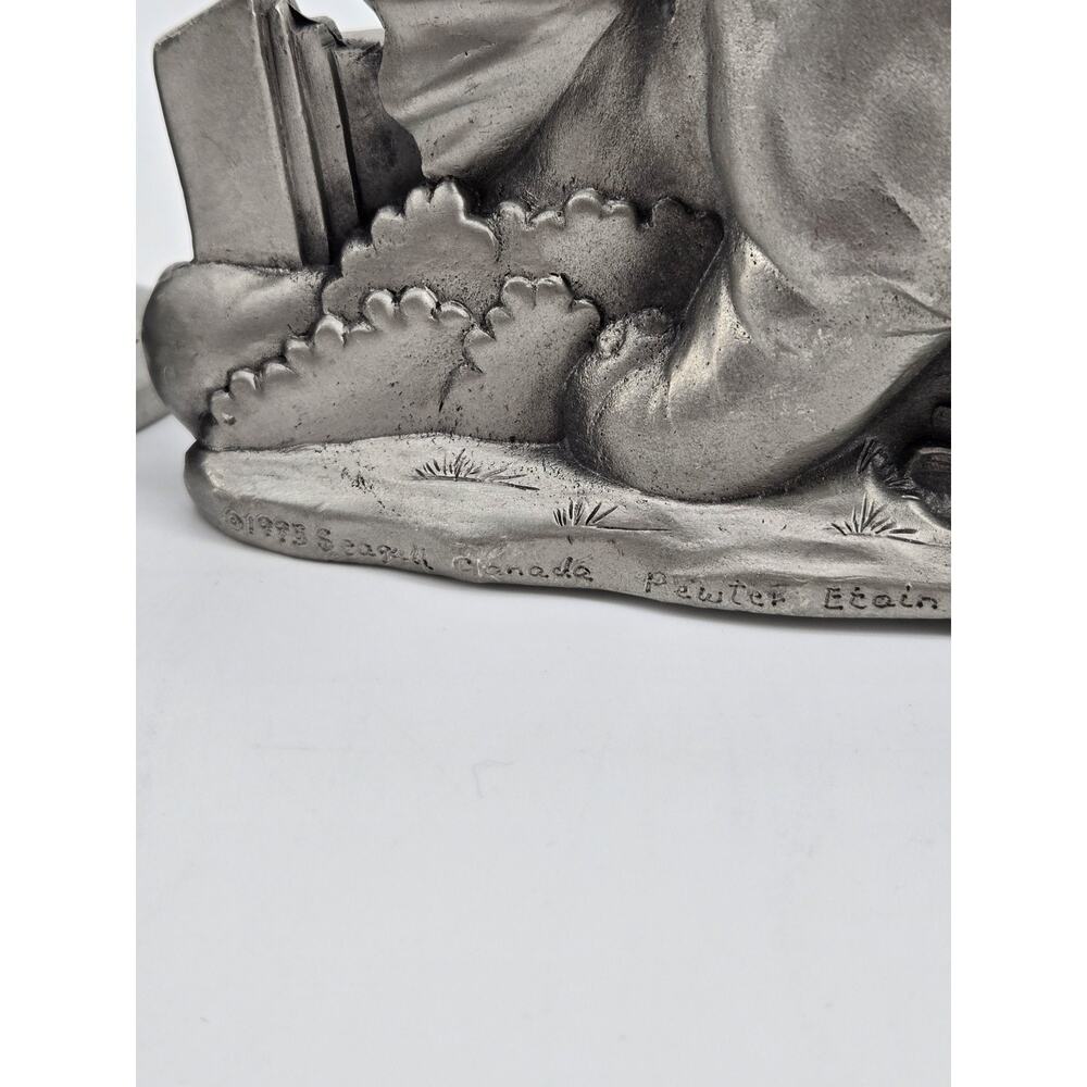 Whimsical Vtg 90s Etain Zinn Seagull Pewter Giraffe Elephant Storytime Bookends - Picture 6 of 16